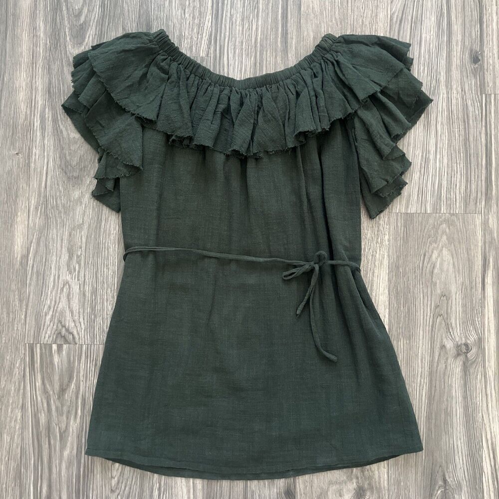 Sir The Label Revolve Chessa Strapless Ruffle Mini Dress Green Size US 4